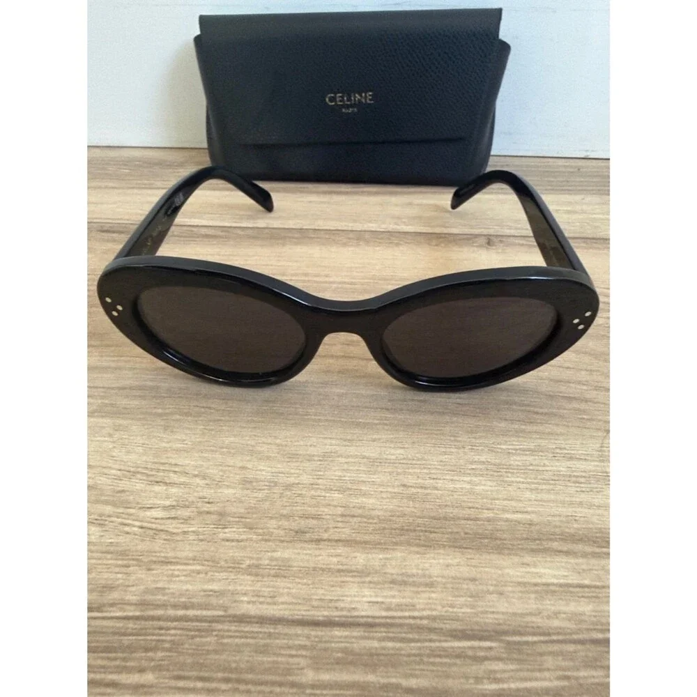 Celine Black Oval Cat-Eye Women's Sunglasses
